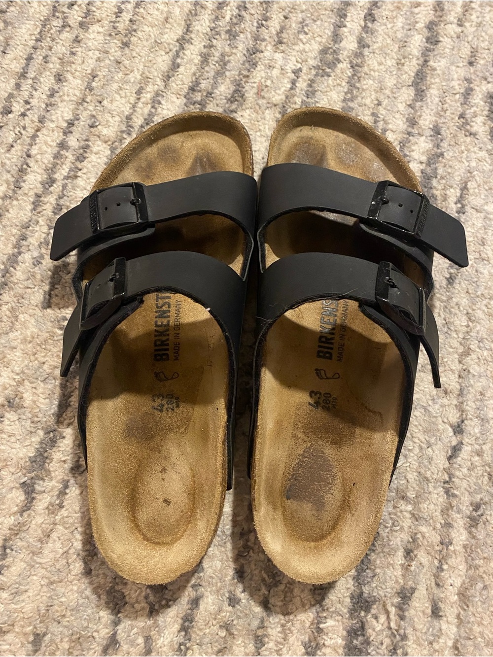 Birkenstock Men’s Black Two-Strap Sandals with Buckles
